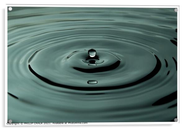 One moment in time of a water droplet 45 Acrylic by PHILIP CHALK