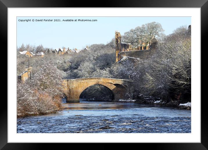 The County Bridge and River Tees with Barnard Castle Above Framed Mounted Print by David Forster
