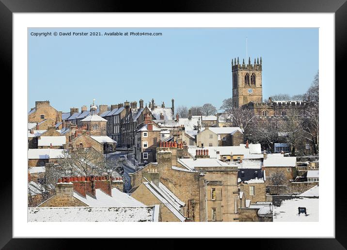Barnard Castle and St Mary’s Parish Church in Winter, Teesdale Framed Mounted Print by David Forster