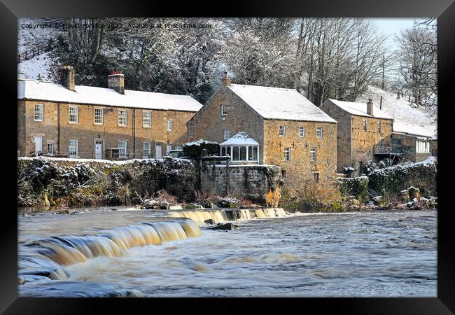 The River Tees and Demesnes Mill in Winter, Barnard Castle, Framed Print by David Forster