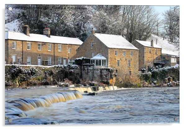The River Tees and Demesnes Mill in Winter, Barnard Castle, Acrylic by David Forster