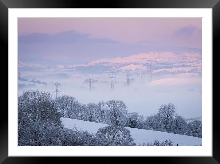 Pylons in the Mist Framed Mounted Print by Clive Ashton