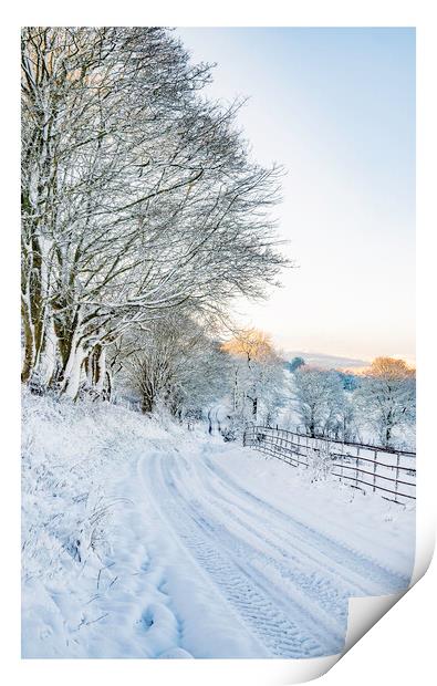 The snowy road home Print by Clive Ashton