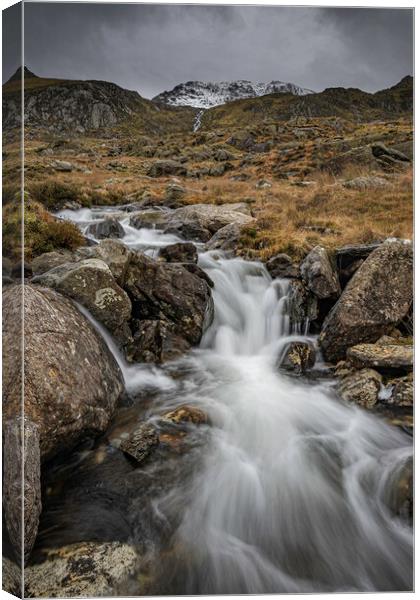 Welsh Wintery Waterfall Canvas Print by Clive Ashton