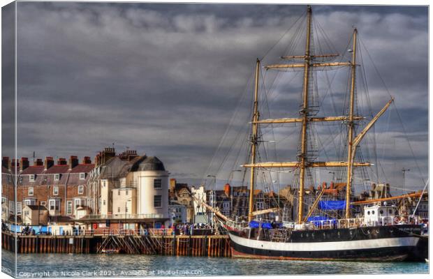 Majestic Pelican of London Tall Ship Canvas Print by Nicola Clark
