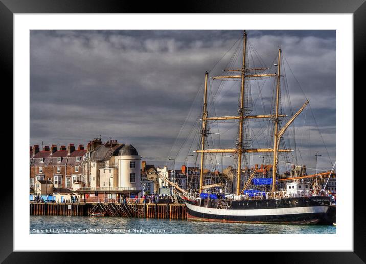 Majestic Pelican of London Tall Ship Framed Mounted Print by Nicola Clark