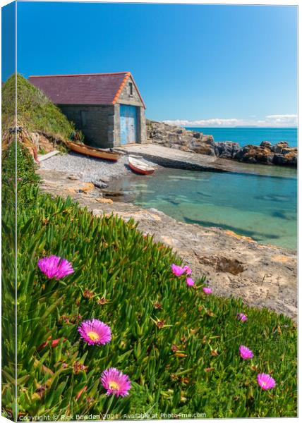 Moelfre Boathouse Anglesey Canvas Print by Rick Bowden