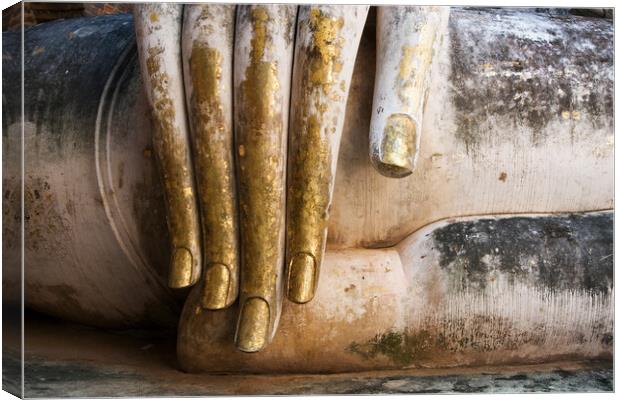 Gold Leaf Covered Buddha Hand Canvas Print by Artur Bogacki