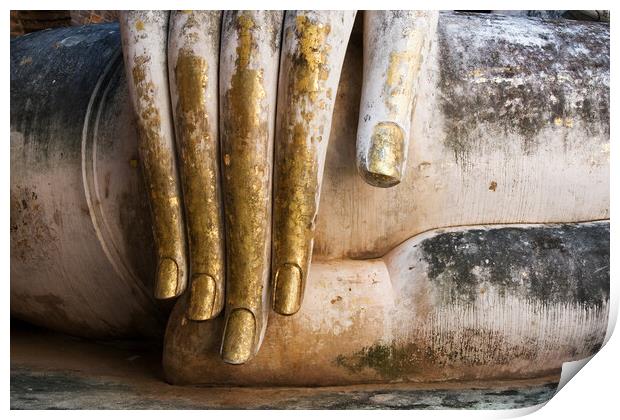 Gold Leaf Covered Buddha Hand Print by Artur Bogacki
