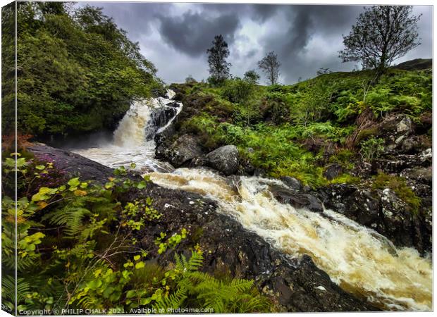 Glentrool waterfall in Scotland Canvas Print by PHILIP CHALK