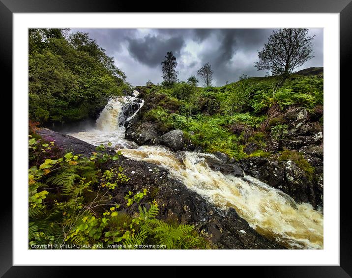 Glentrool waterfall in Scotland Framed Mounted Print by PHILIP CHALK