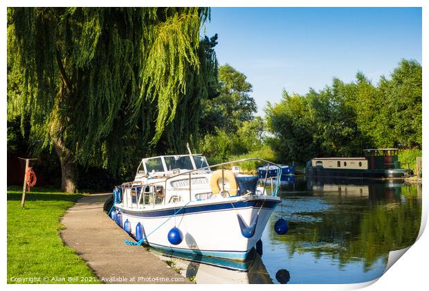 River Cruiser Tied Up Print by Allan Bell