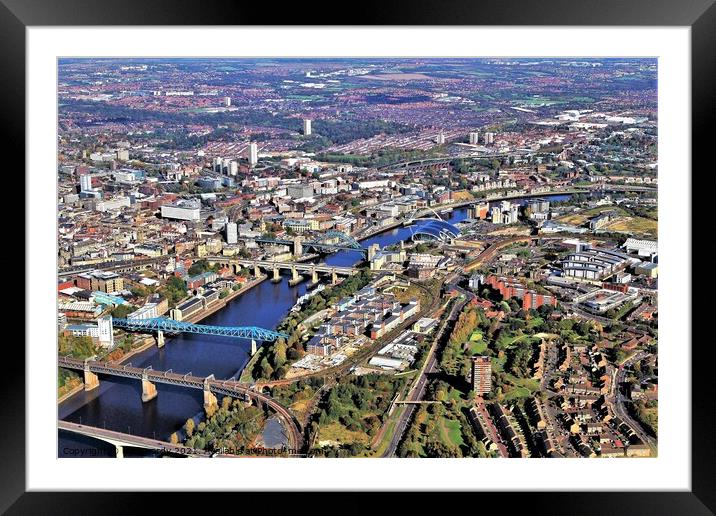 Aerial view of Newcastle and Gateshead. Framed Mounted Print by mick vardy