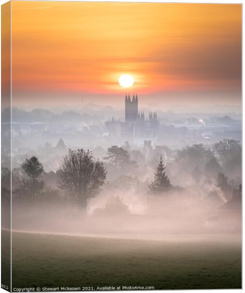 Canterbury Cathedral in the Mist Canvas Print by Stewart Mckeown