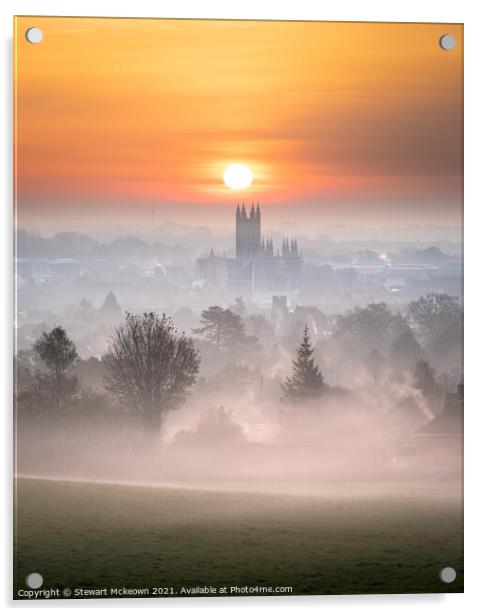 Canterbury Cathedral in the Mist Acrylic by Stewart Mckeown