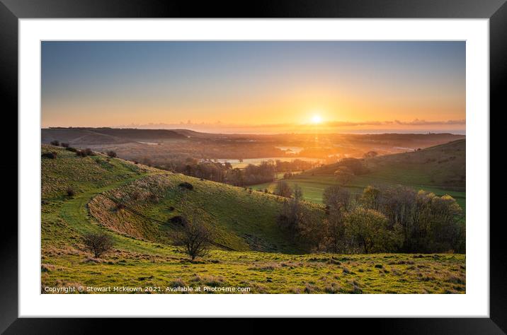 Sunrise on the Downs Framed Mounted Print by Stewart Mckeown