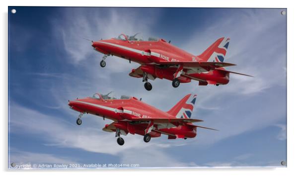 Two of The Red Arrows Acrylic by Adrian Rowley