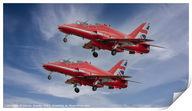 Two of The Red Arrows Print by Adrian Rowley