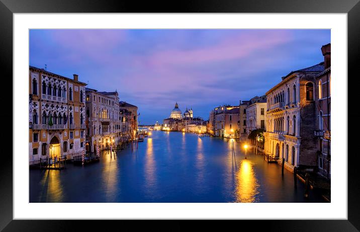 Venice by Night Framed Mounted Print by Barry Maytum