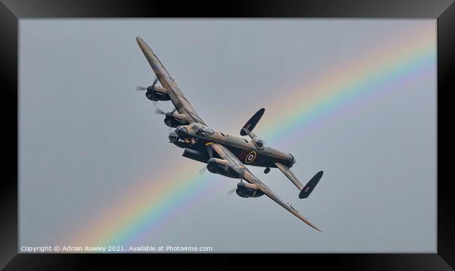 Lancaster Bomber with Rainbow Framed Print by Adrian Rowley