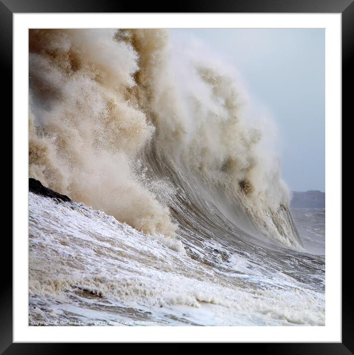 Porthcawl Pier, South Wales, storm wave Framed Mounted Print by Geraint Tellem ARPS