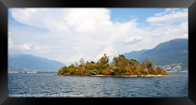 Lake with a mountain in the background Framed Print by Kat Arul