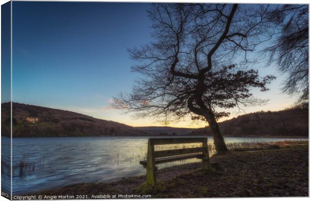 Morehall Reservoir Companions at Sunrise Canvas Print by Angie Morton