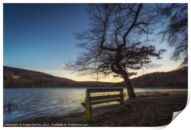 Morehall Reservoir Companions at Sunrise Print by Angie Morton