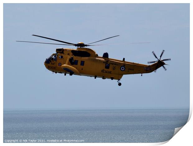 RAF Air Sea rescue helicopter Print by Nik Taylor