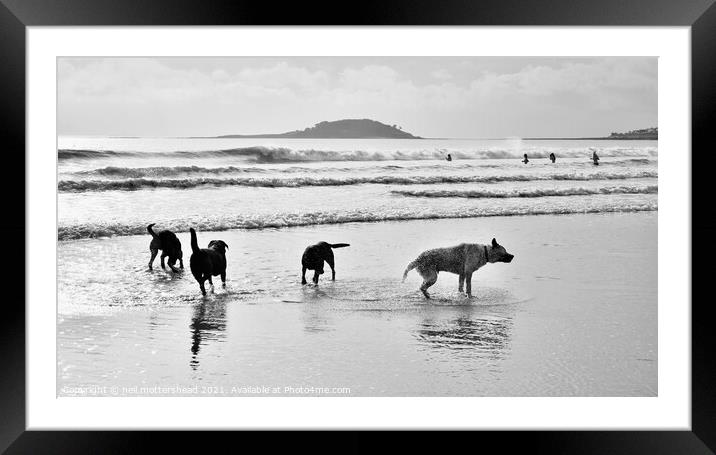 Winter Fun On Millendreath Beach. Framed Mounted Print by Neil Mottershead