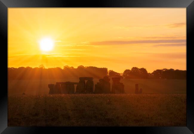 Stonehenge Sunrise Framed Print by Barry Maytum