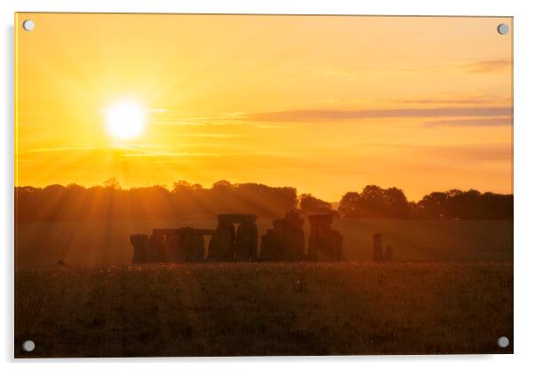 Stonehenge Sunrise Acrylic by Barry Maytum