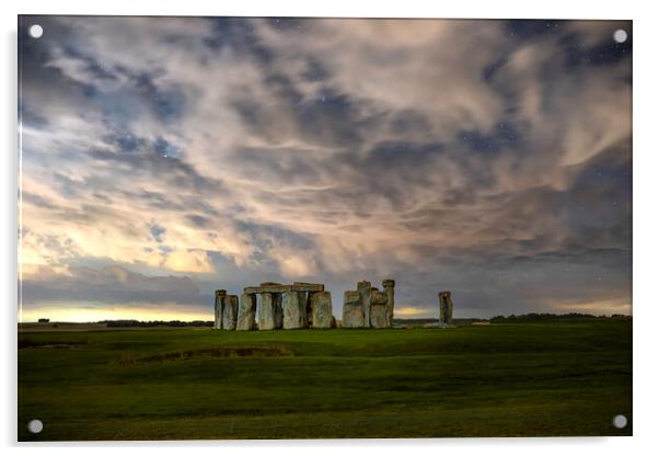 Stonehenge by Night Acrylic by Barry Maytum