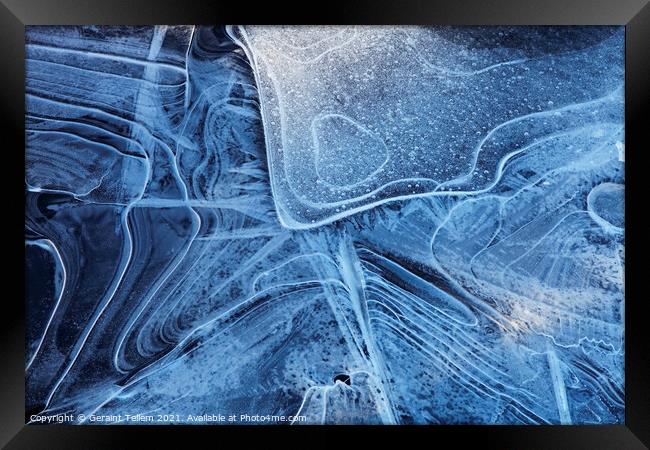 Ice patterns, Rannoch Moor, Scotland, UK Framed Print by Geraint Tellem ARPS
