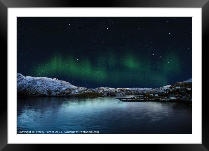Aurora Over Norway Framed Mounted Print by Tracey Turner