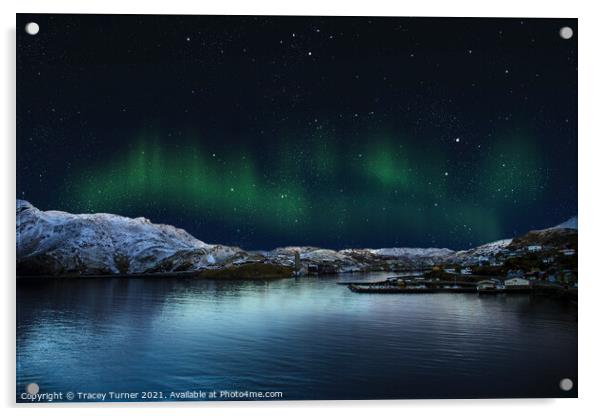 Aurora Over Norway Acrylic by Tracey Turner