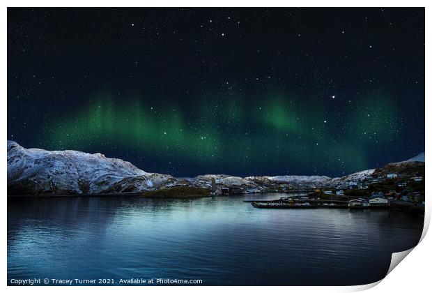 Aurora Over Norway Print by Tracey Turner