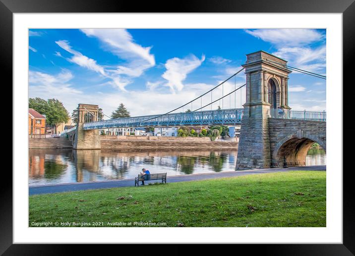 Nottingham's Historic Wilford Suspension Bridge Framed Mounted Print by Holly Burgess