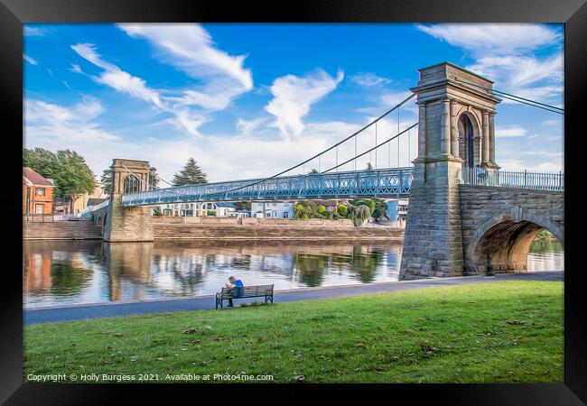 Nottingham's Historic Wilford Suspension Bridge Framed Print by Holly Burgess