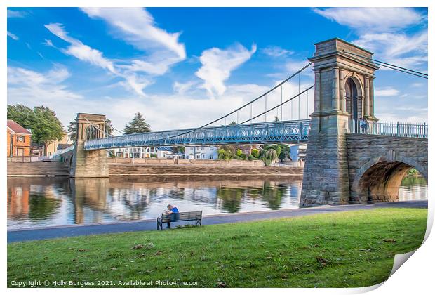Nottingham's Historic Wilford Suspension Bridge Print by Holly Burgess
