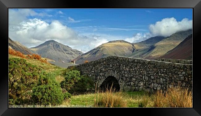 Stone bridge and mountains at Wastwater Framed Print by ROS RIDLEY