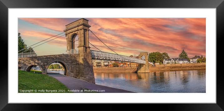 Twilight Glow over Wilford Suspension Bridge Framed Mounted Print by Holly Burgess