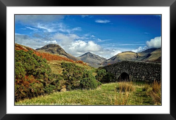 Stone Bridge and mountains at Wastwater 2 Framed Mounted Print by ROS RIDLEY