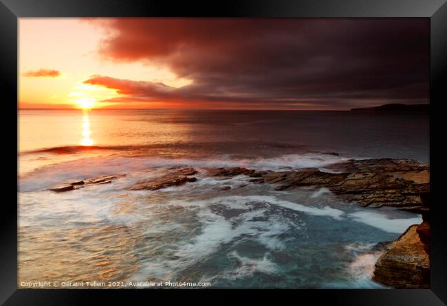 Midsummer sunset from Kame of Hoy, Hoy,  Orkney Islands Framed Print by Geraint Tellem ARPS