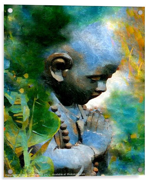 THE PRAYING BUDDHA Acrylic by Jacque Mckenzie