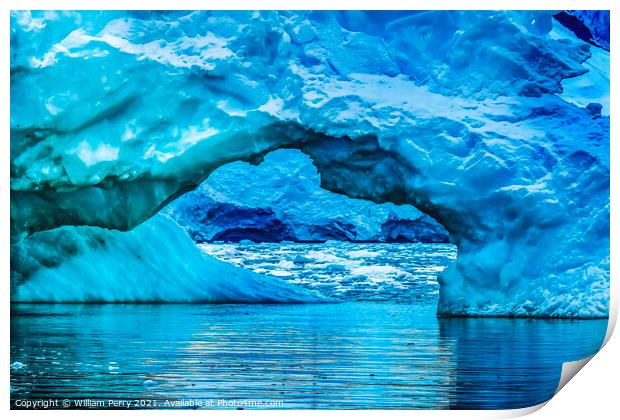 Blue Iceberg Arch Reflection Paradise Bay Skintorp Cove Antarcti Print by William Perry