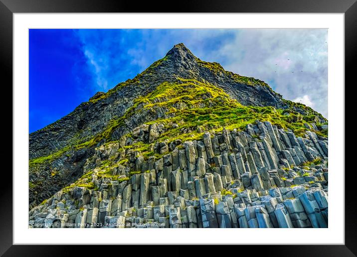 Gardar Basalt Columns Mountain Reynisfjara Black Sand Beach Icel Framed Mounted Print by William Perry