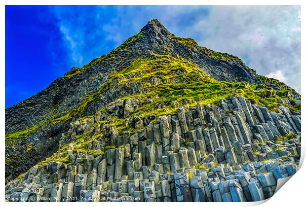 Gardar Basalt Columns Mountain Reynisfjara Black Sand Beach Icel Print by William Perry
