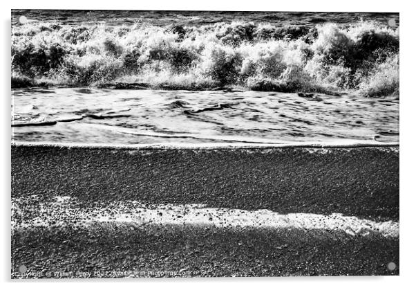 Black and White Waves Peebles Reynisfjara Black Sand Beach Icela Acrylic by William Perry
