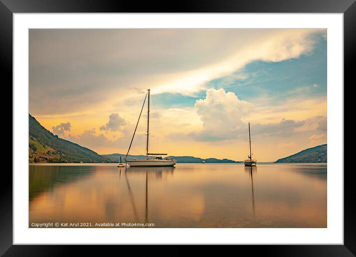 Lake sunset Framed Mounted Print by Kat Arul